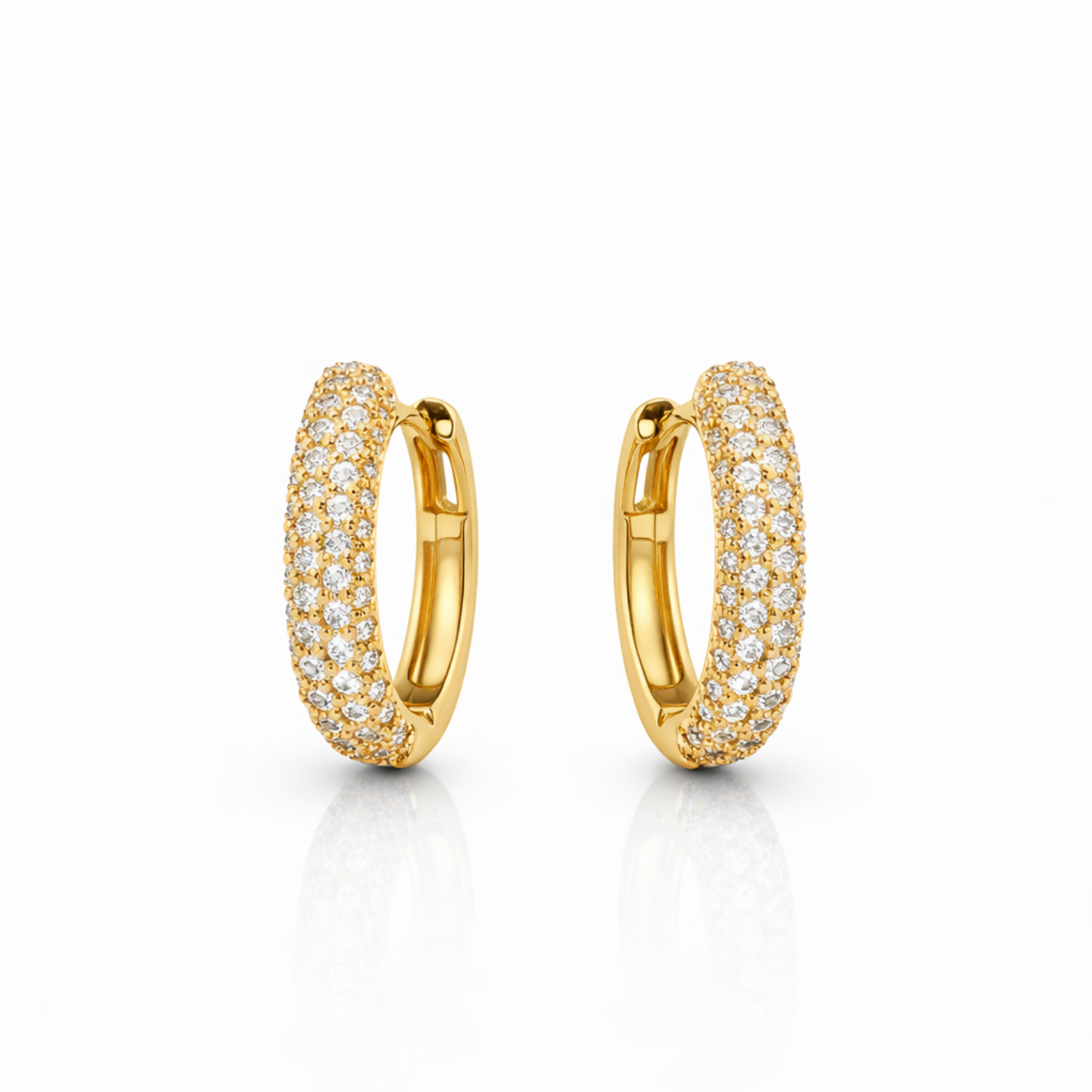 Aros Oro Amarillo 18kt Argollas Bold Circonita 14MM 2