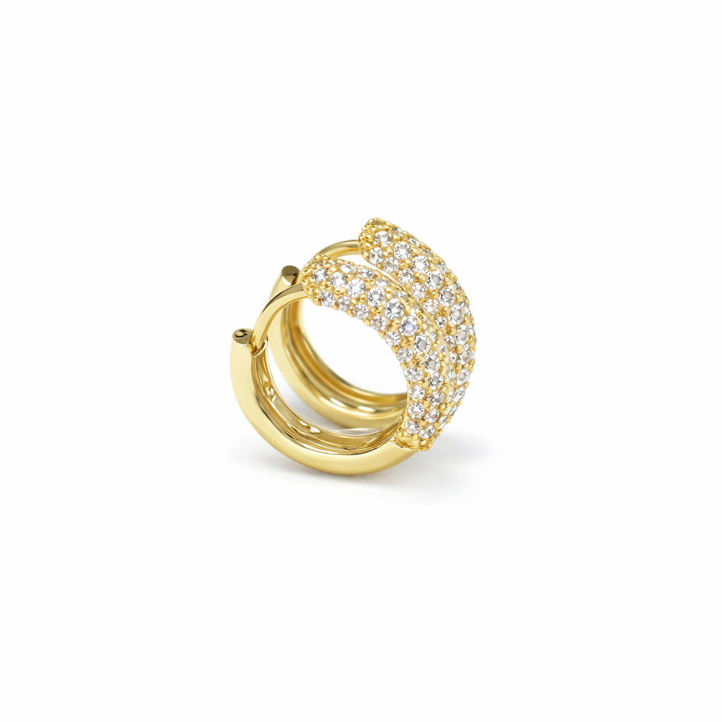 Aros Oro Amarillo 18kt Argollas Bold Circonita 14MM 3