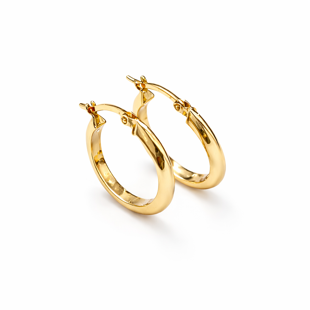 Aros Oro Amarillo 18kt Argollas Lisas 20MM 3