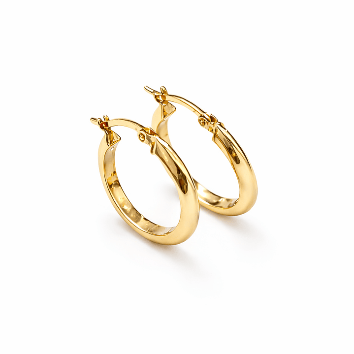 Aros Oro Amarillo 18kt Argollas Lisas 20MM 3