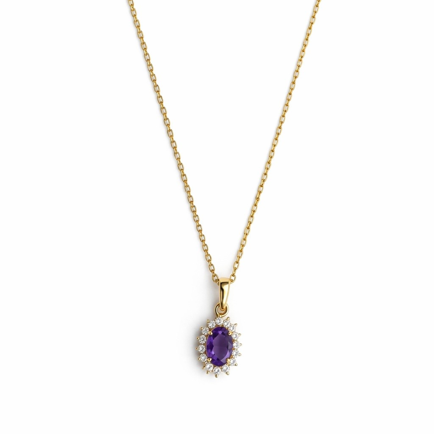 Colgante Oro Amarillo 18kt Roseta Amatista 6MM Circonita 3
