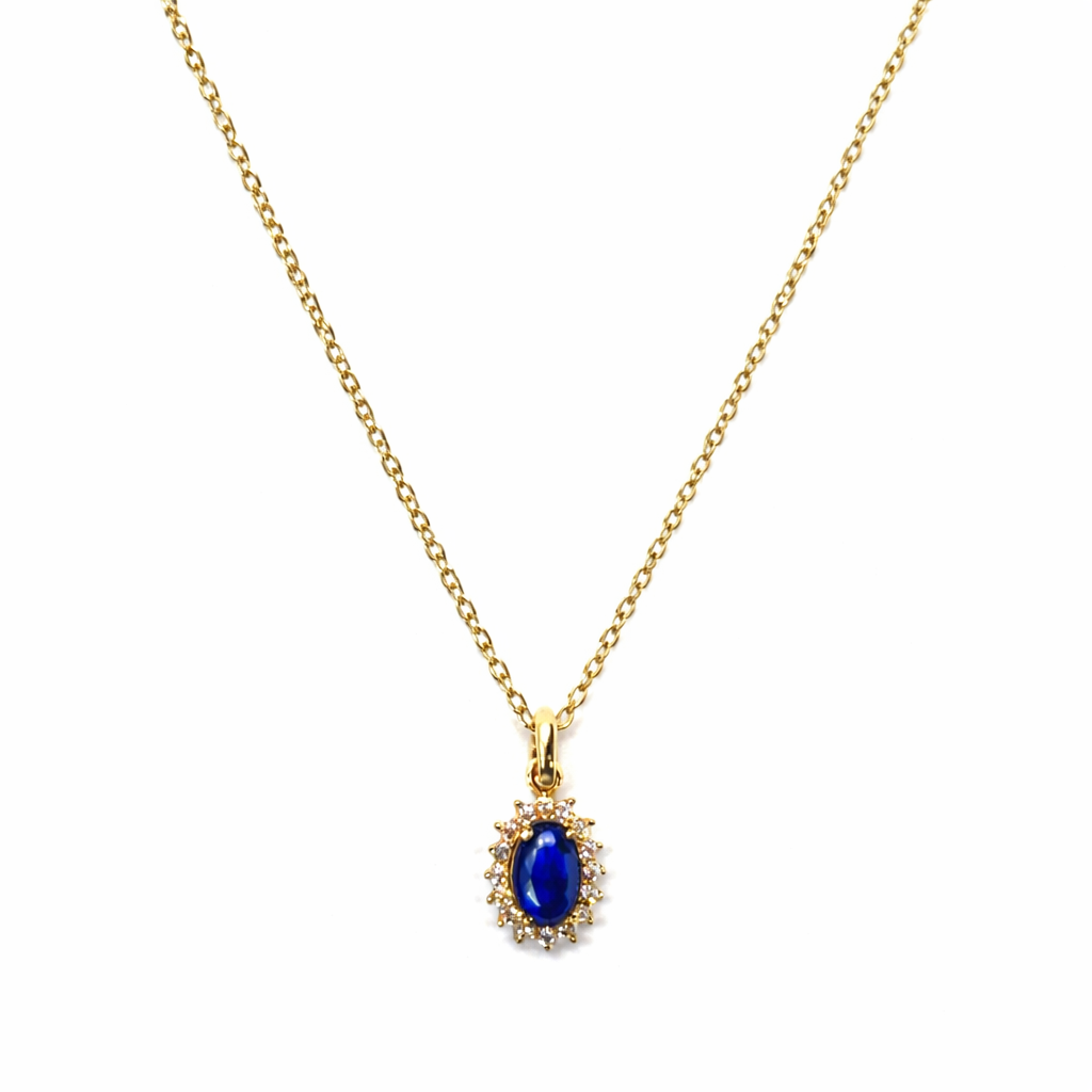 Colgante Oro Amarillo 18kt Roseta Zafiro 6MM Circonita 3