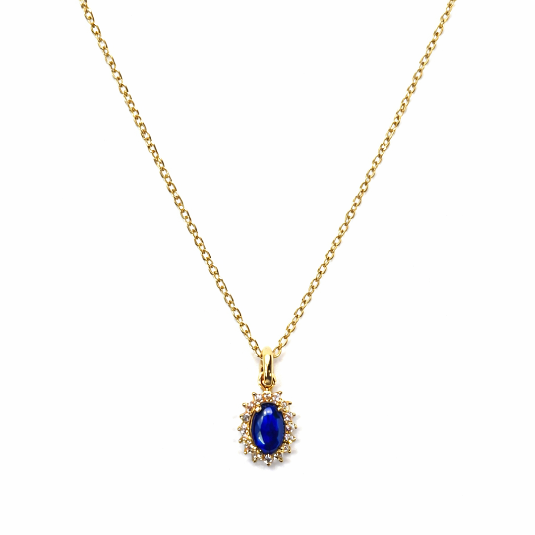 Colgante Oro Amarillo 18kt Roseta Zafiro 6MM Circonita 3