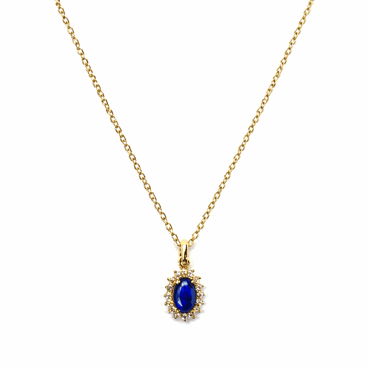 Colgante Oro Amarillo 18kt Roseta Zafiro 6MM Circonita 3