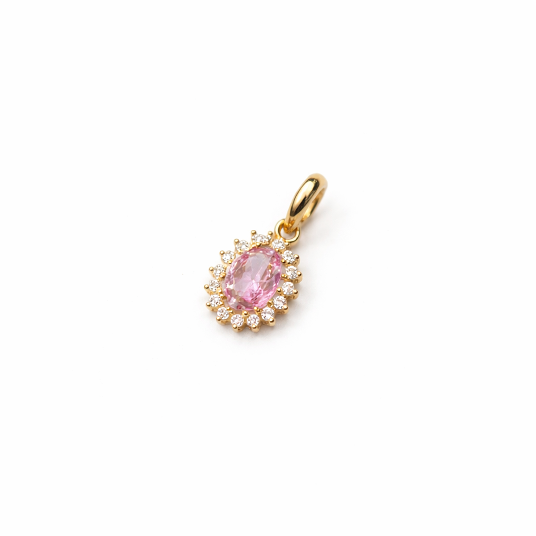 Colgante Oro Amarillo 18kt Roseta Rosa Francia 6MM Circonita 1