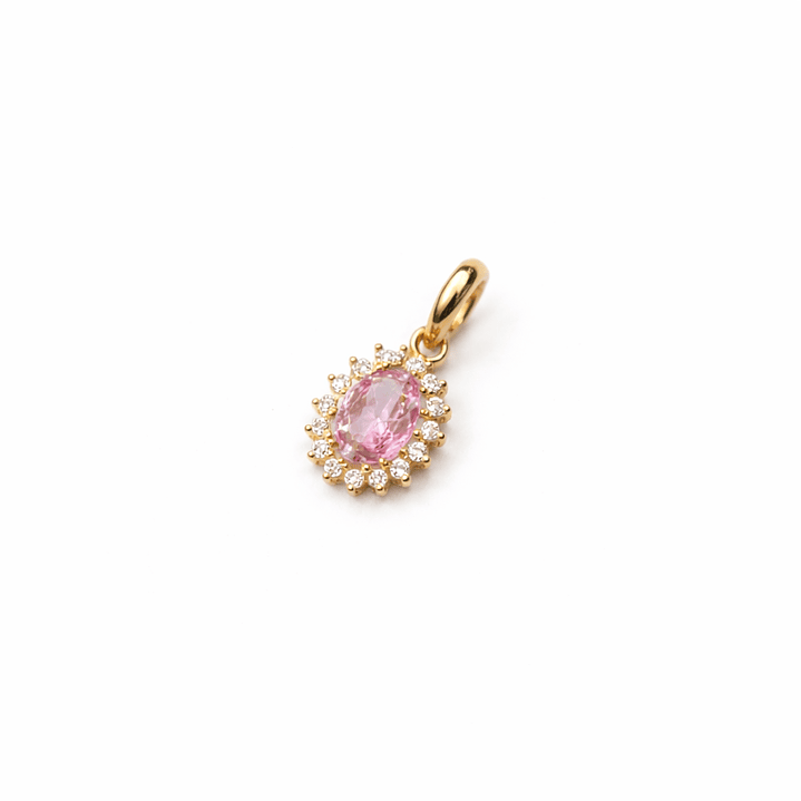 Colgante Oro Amarillo 18kt Roseta Rosa Francia 6MM Circonita 1
