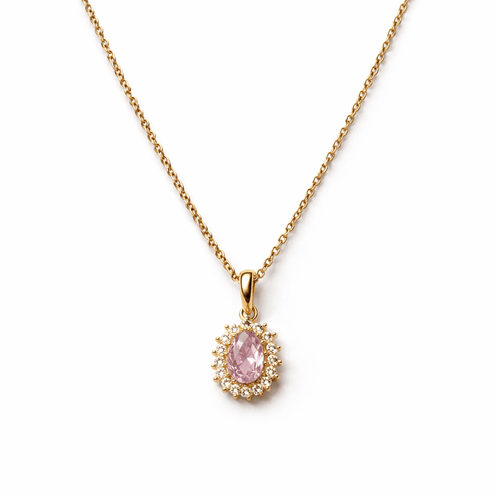 Colgante Oro Amarillo 18kt Roseta Rosa Francia 6MM Circonita 2