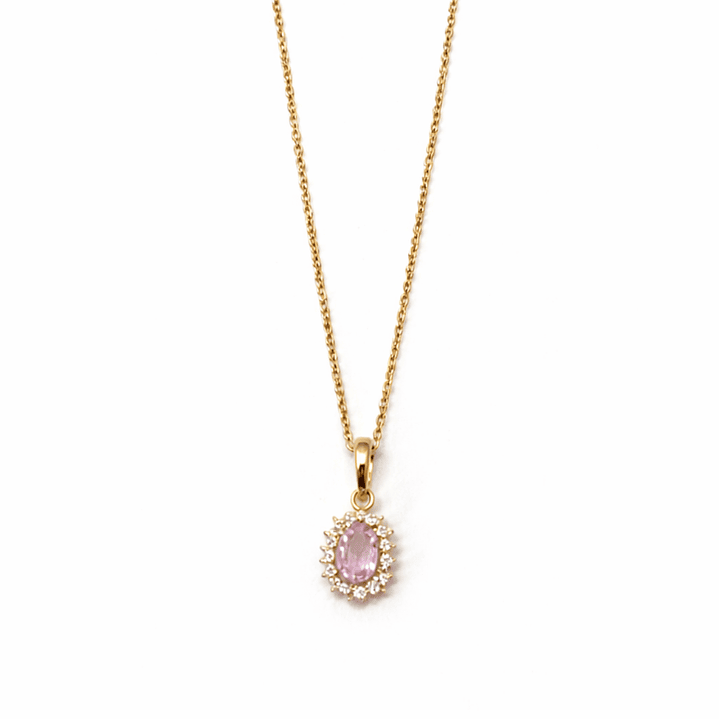 Colgante Oro Amarillo 18kt Roseta Rosa Francia 6MM Circonita 3