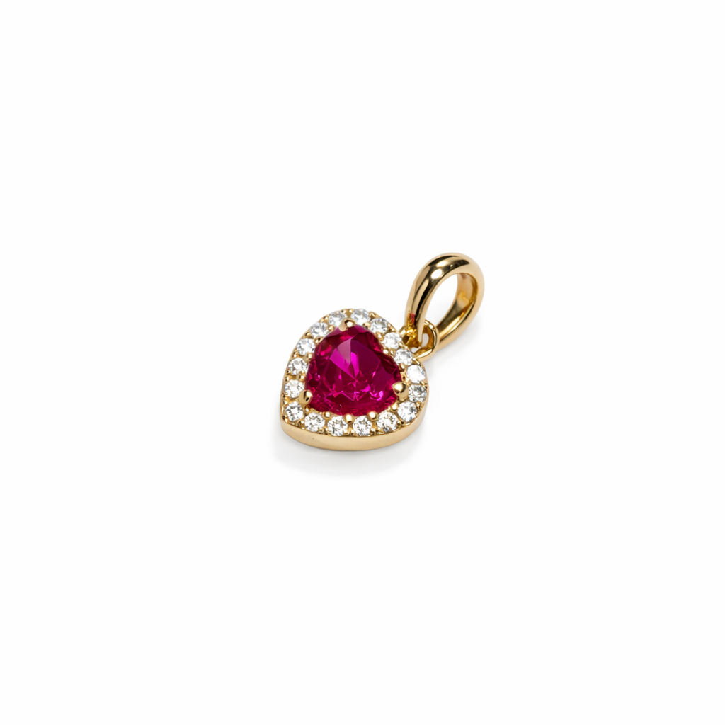 Colgante Oro Amarillo 18kt Corazon Rubí 1