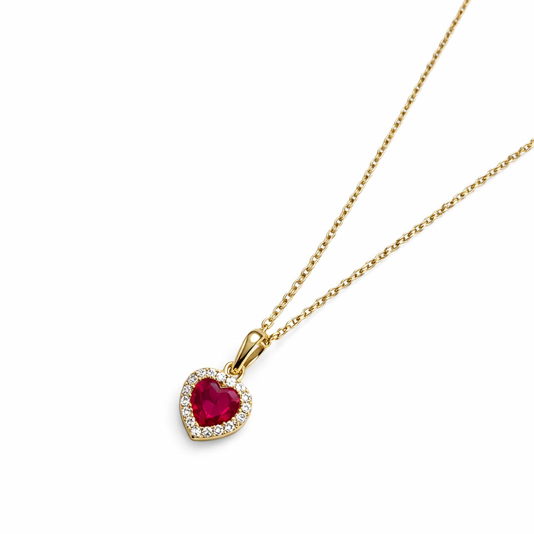 Colgante Oro Amarillo 18kt Corazon Rubí 2