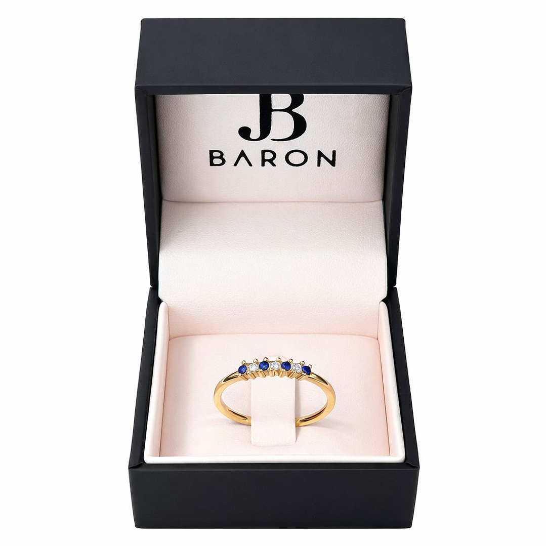 Anillo Oro Amarillo 18kt Medio Cintillo Circonita-Zafiro 3