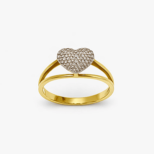Anillo Oro Amarillo 18kt Corazón Blanco