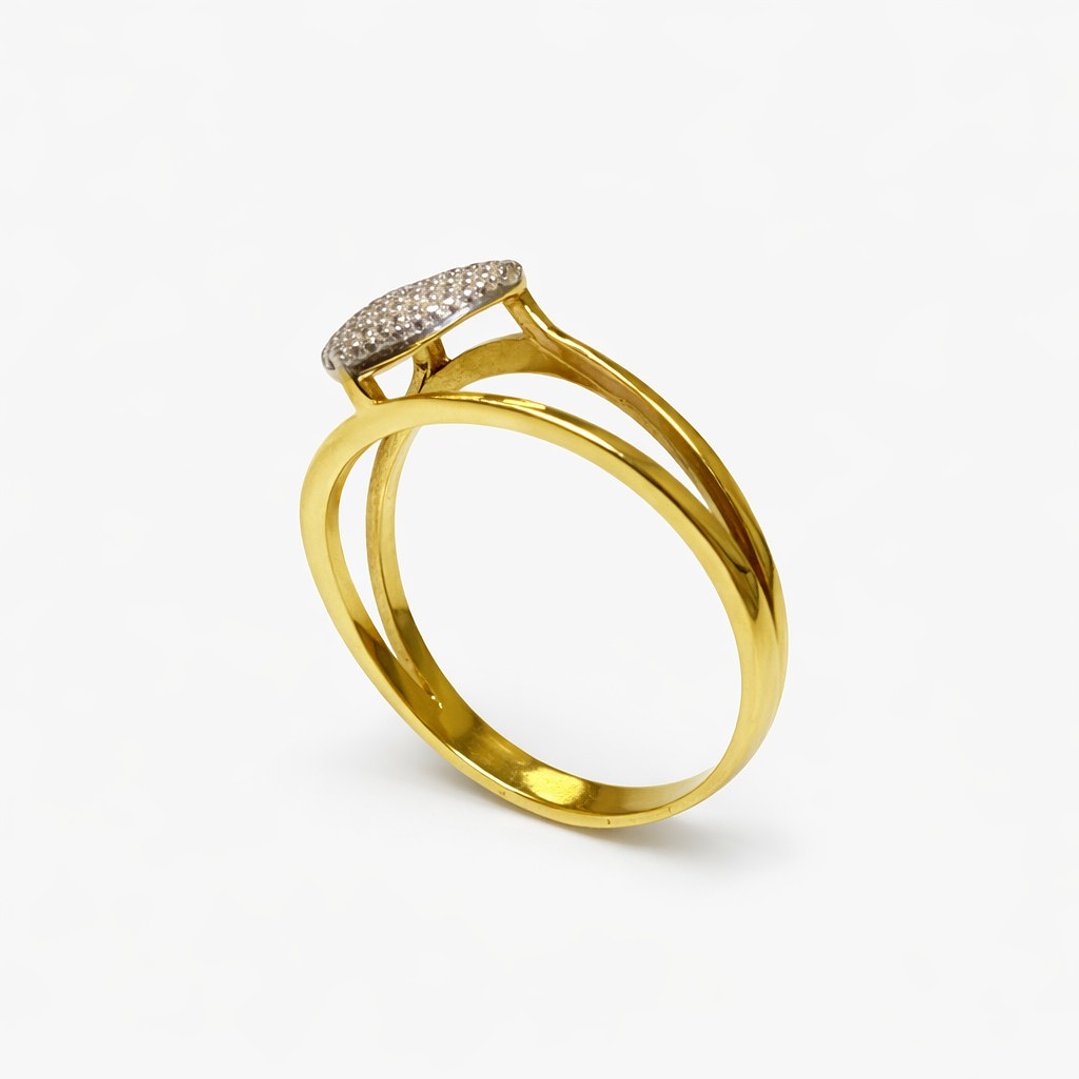 Anillo Oro Amarillo 18kt Corazón Blanco 2