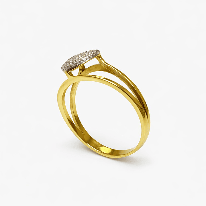 Anillo Oro Amarillo 18kt Corazón Blanco 2