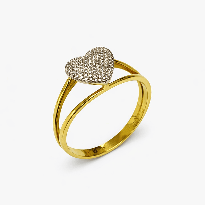 Anillo Oro Amarillo 18kt Corazón Blanco 3