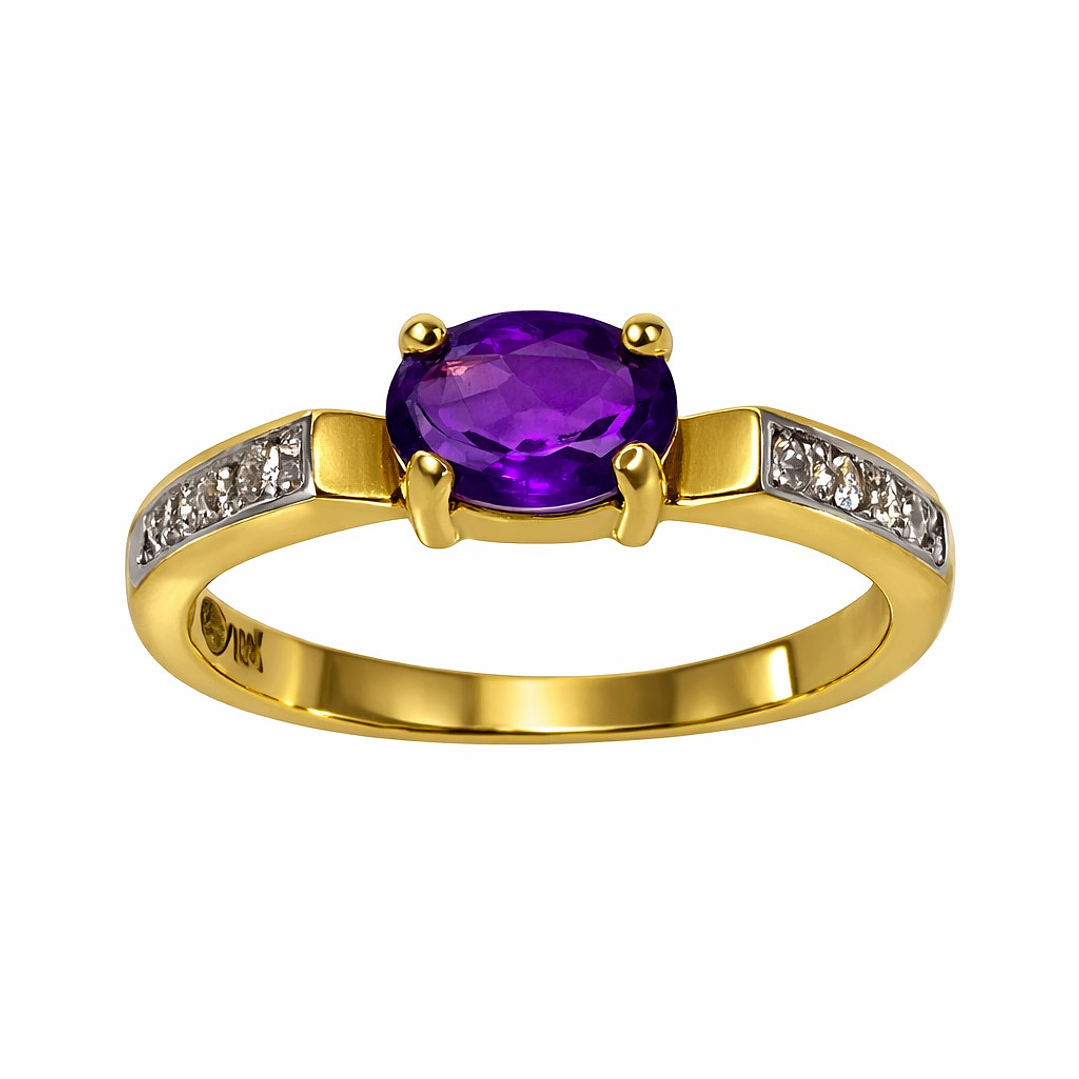 Anillo Oro Amarillo 18kt Luz Amatista 2