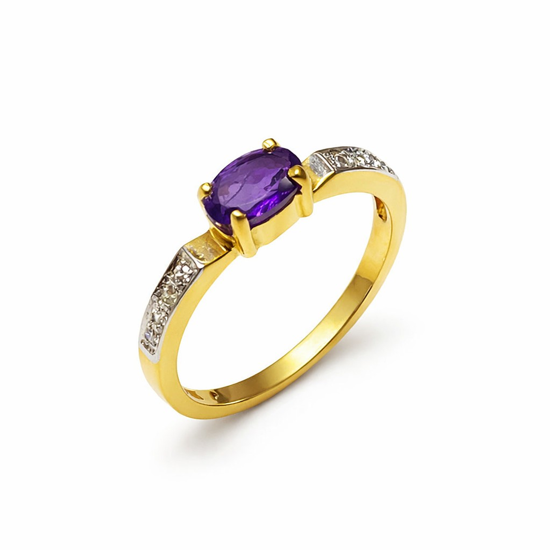 Anillo Oro Amarillo 18kt Luz Amatista 3