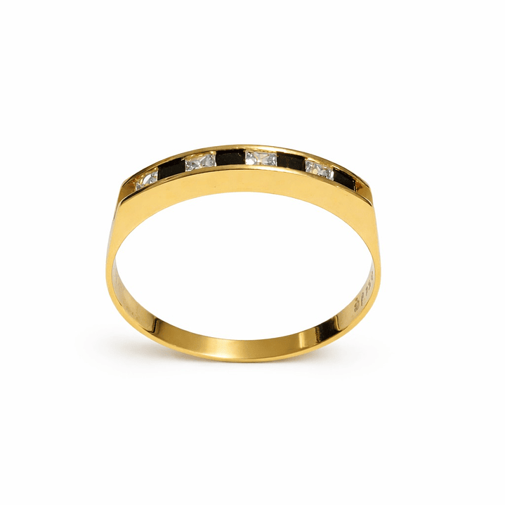 Anillo Oro Amarillo 18kt Bitono en Riel 1