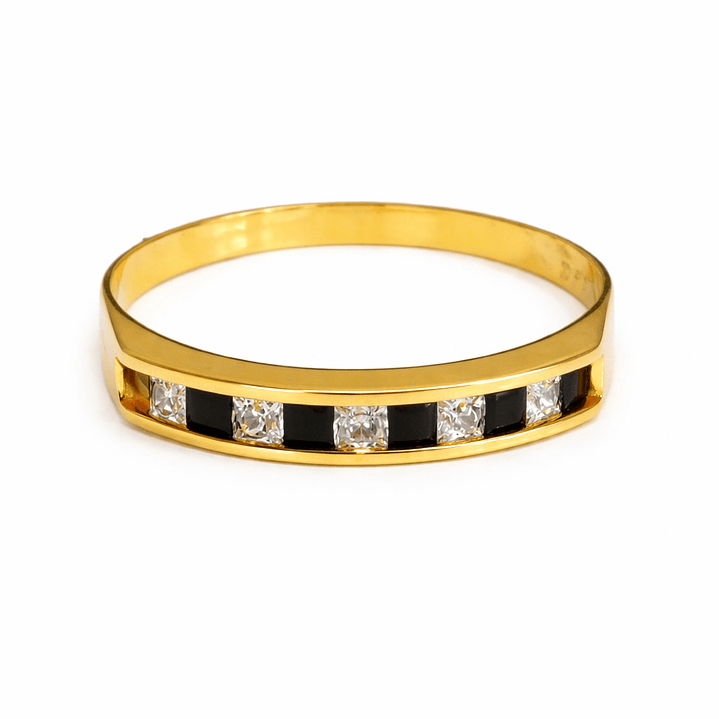 Anillo Oro Amarillo 18kt Bitono en Riel 2