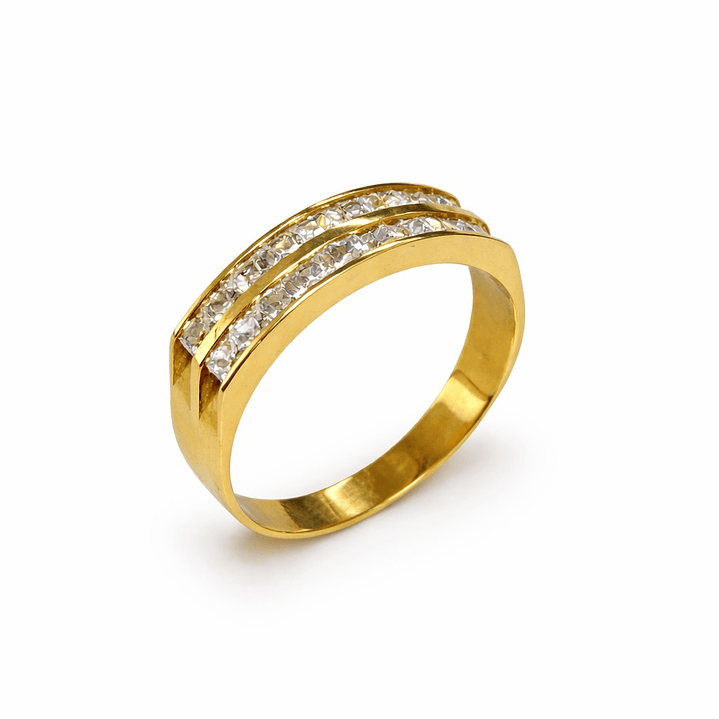 Anillo Oro Amarillo 18kt Doble Cintillo 3