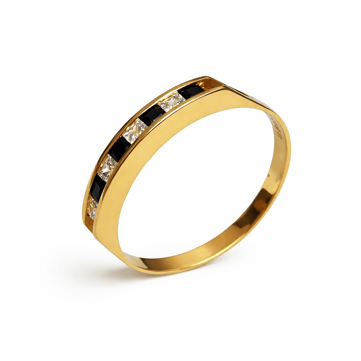 Anillo Oro Amarillo 18kt Bitono en Riel 3
