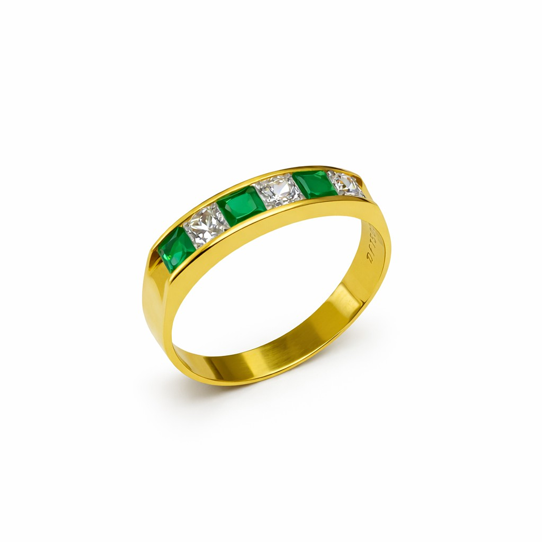 Anillo Oro Amarillo 18kt Circón Esmeralda 3