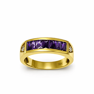 Anillo Oro Amarillo 18kt Amatista Baguette