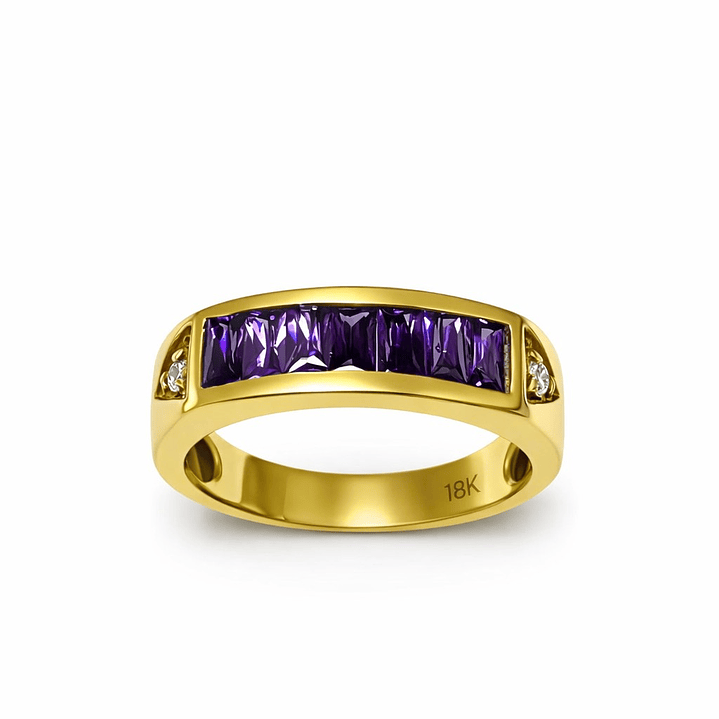 Anillo Oro Amarillo 18kt Amatista Baguette 1