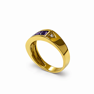 Anillo Oro Amarillo 18kt Amatista Baguette