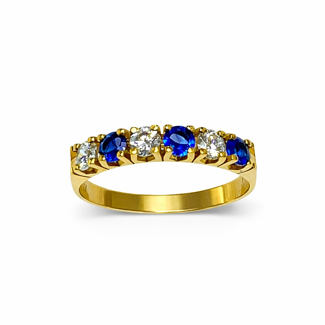 Anillo Oro Amarillo 18kt Reina Azul 2