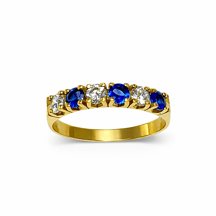 Anillo Oro Amarillo 18kt Reina Azul 2