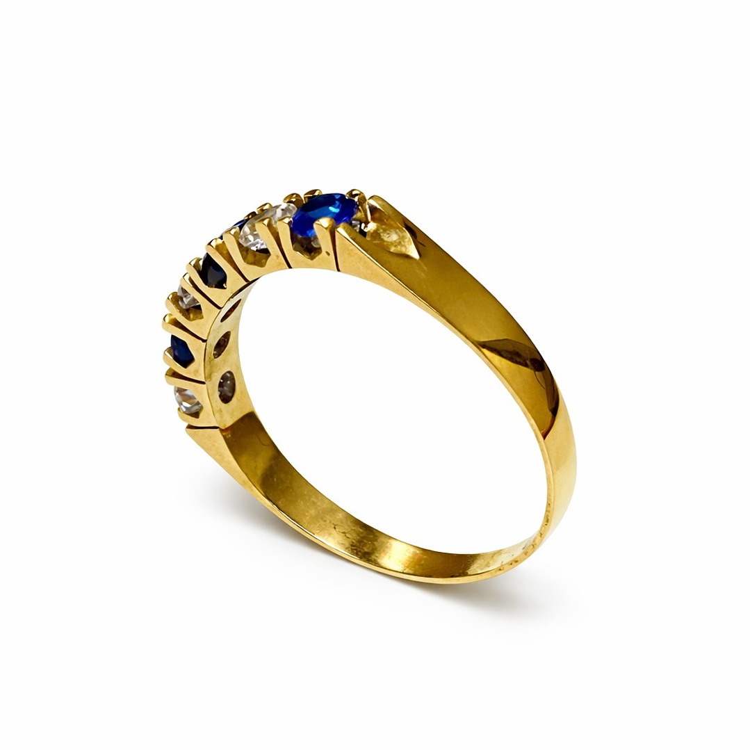 Anillo Oro Amarillo 18kt Reina Azul 3