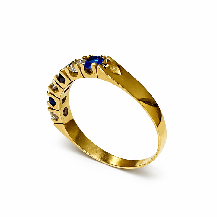 Anillo Oro Amarillo 18kt Reina Azul 3
