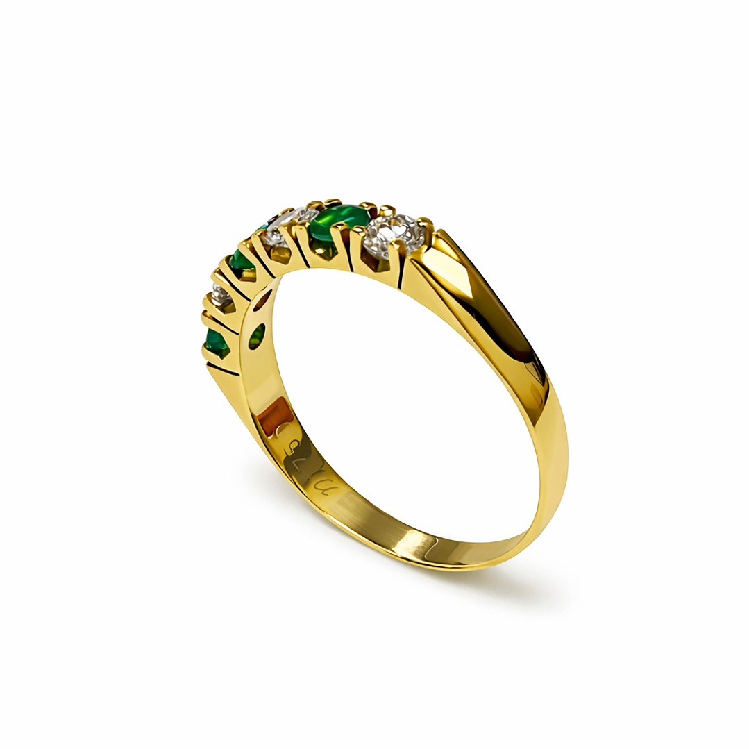 Anillo Oro Amarillo 18kt Destello de Esmeralda 1