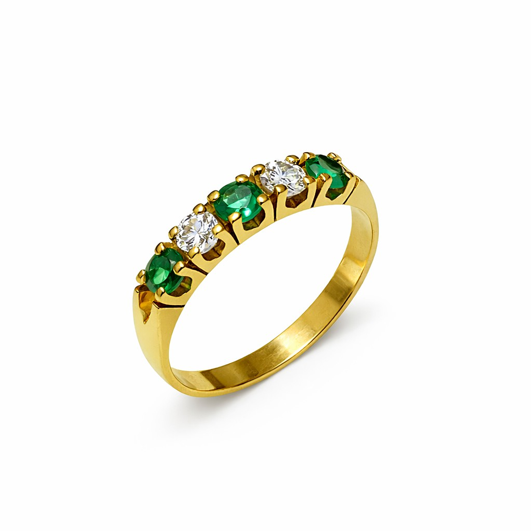 Anillo Oro Amarillo 18kt Destello de Esmeralda 3