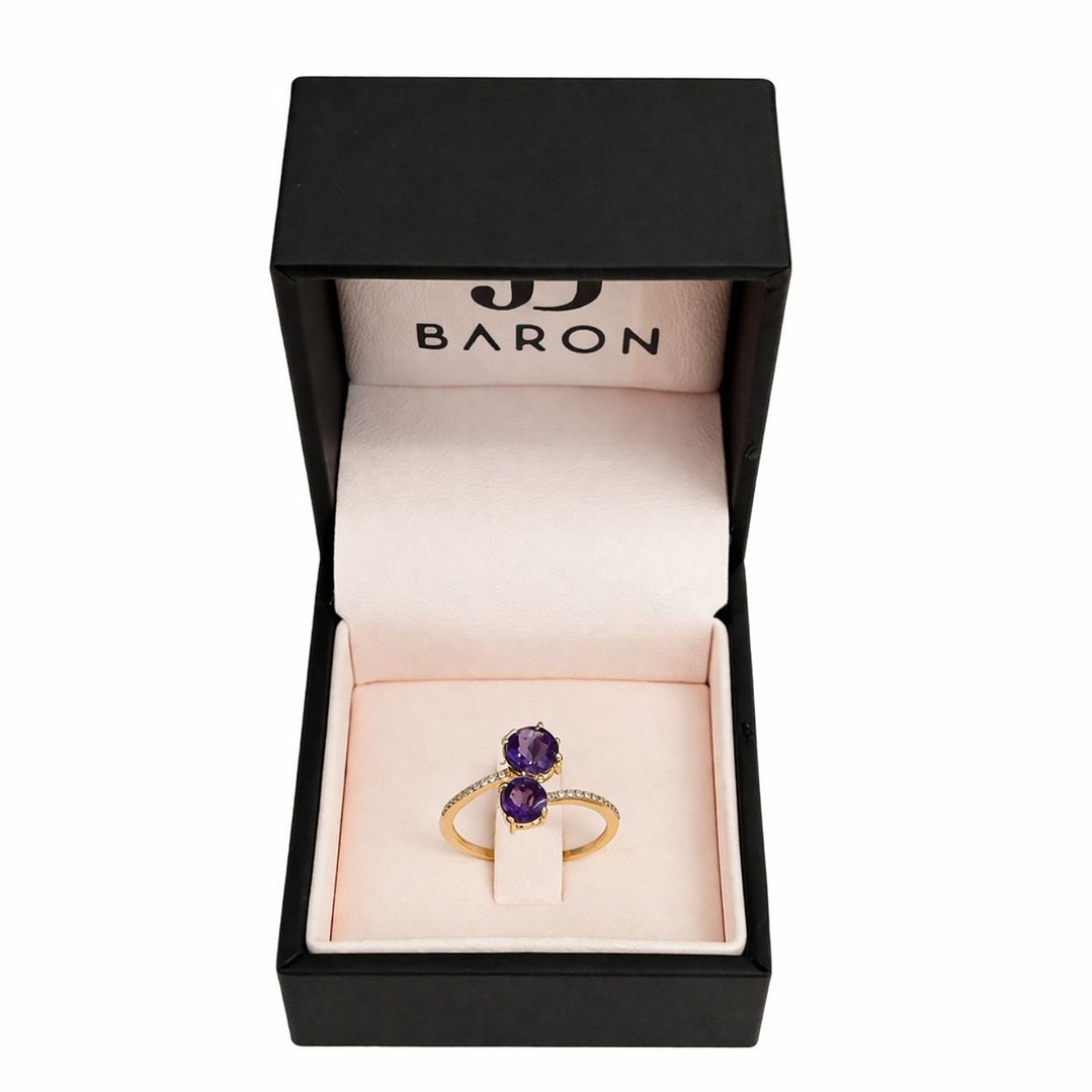 Anillo Oro Amarillo 18kt Diamantes 15 Pts Amatista 98 Pts 3