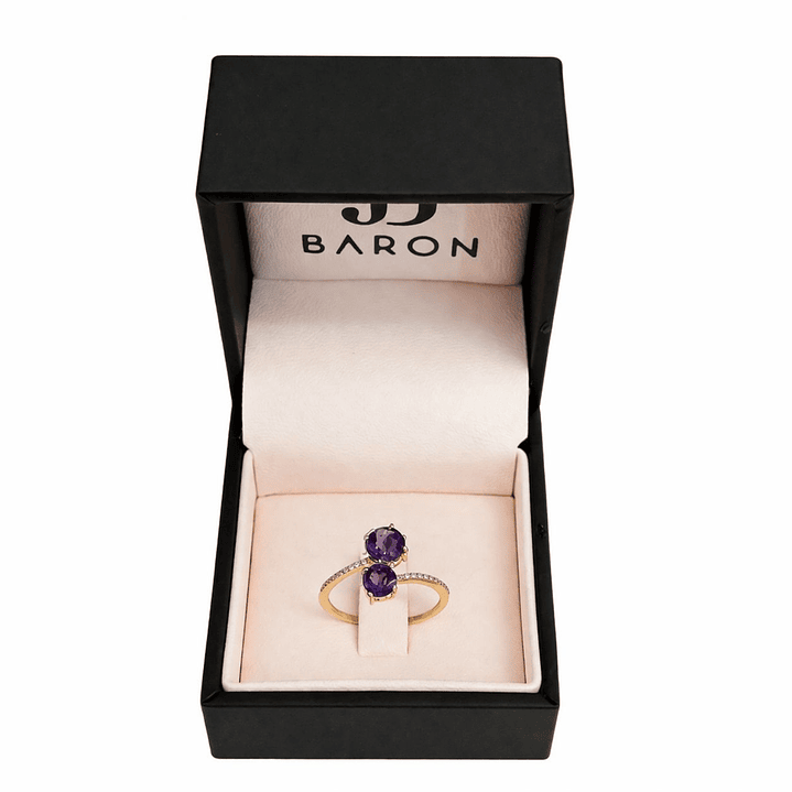 Anillo Oro Amarillo 18kt Diamantes 15 Pts Amatista 98 Pts 3