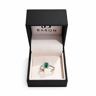 Anillo Oro Blanco 18kt Diamantes 13Pts Esmeralda Central 6MM