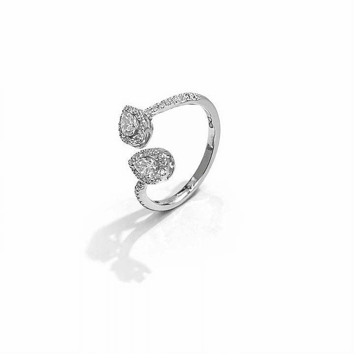 Anillo Oro Blanco 18kt Diamantes 46 Pts Dúo Brillante 1