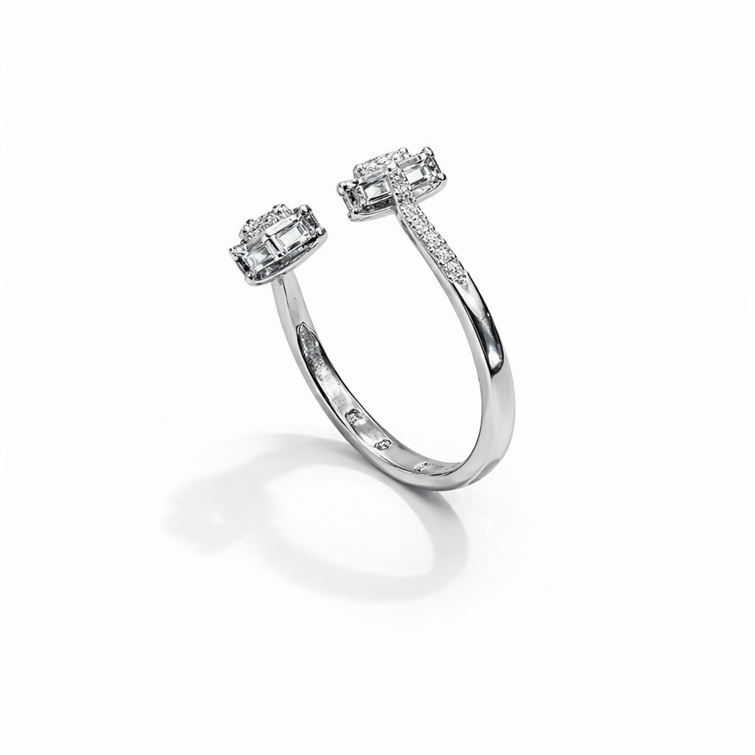 Anillo Oro Blanco 18kt Diamantes 46 Pts Dúo Brillante 3