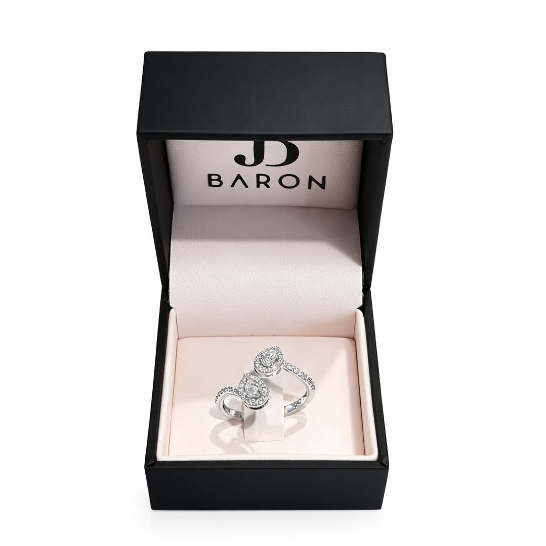 Anillo Oro Blanco 18kt Diamantes 46 Pts Dúo Brillante 4