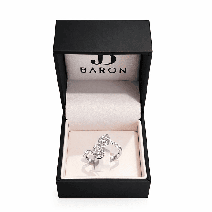 Anillo Oro Blanco 18kt Diamantes 46 Pts Dúo Brillante 4