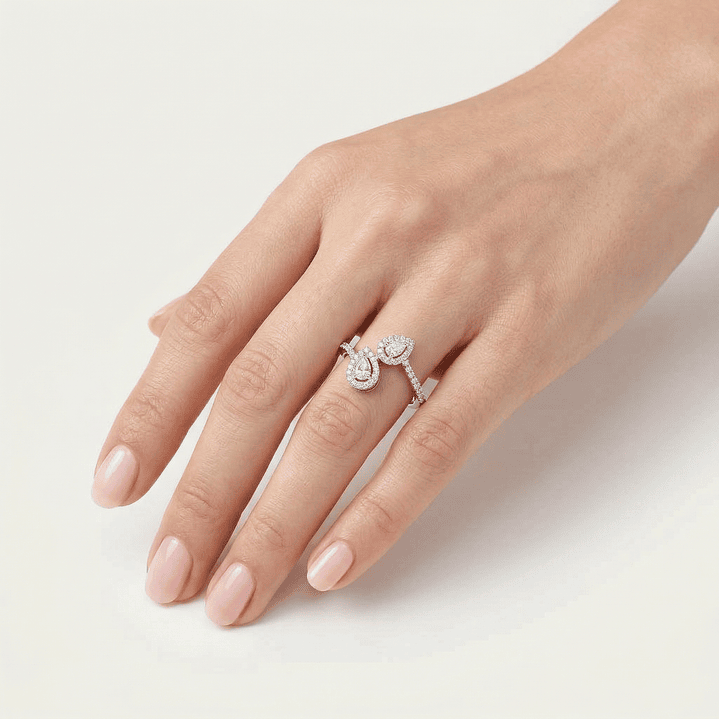 Anillo Oro Blanco 18kt Diamantes 46 Pts Dúo Brillante 5