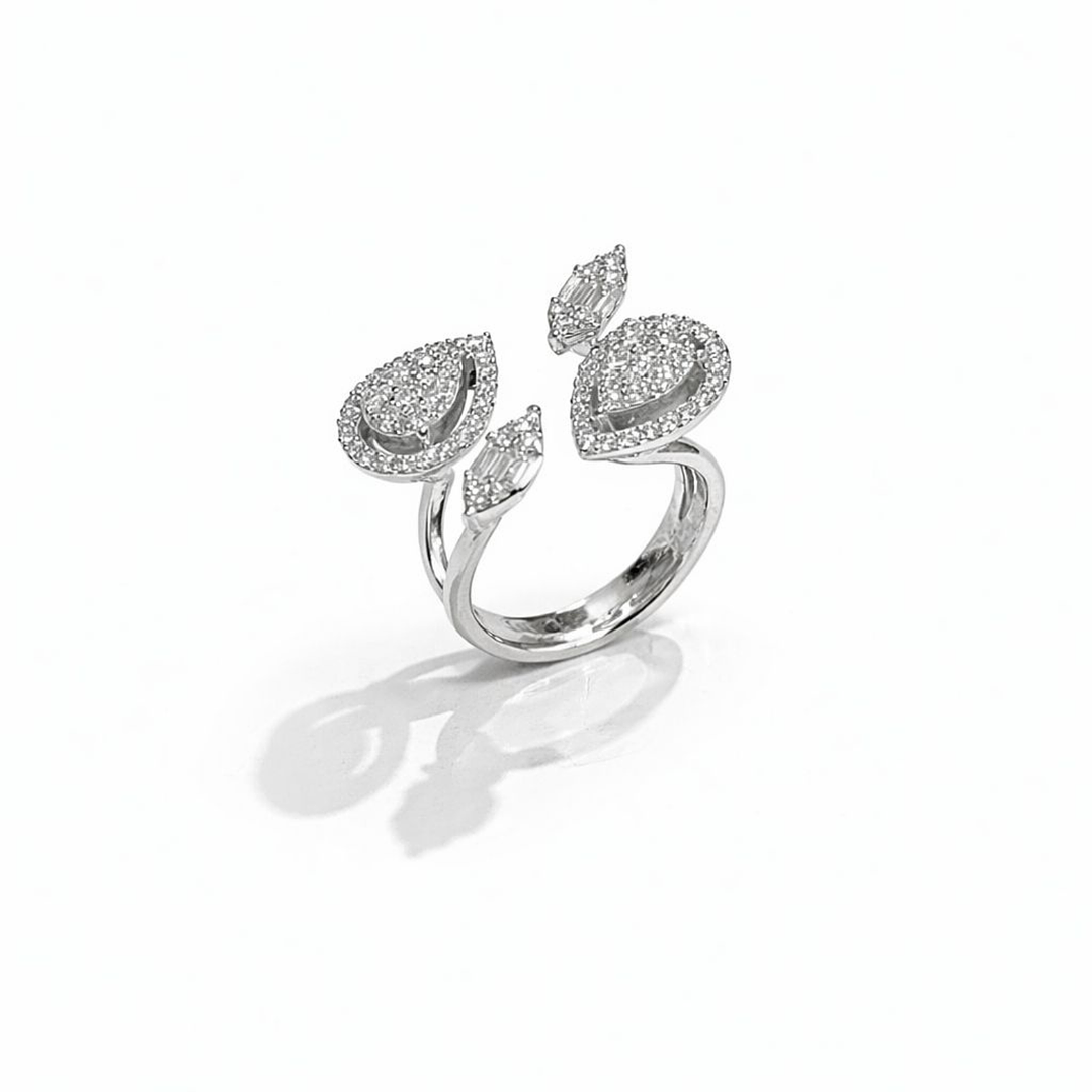 Anillo Oro Blanco 18kt Diamantes Lágrima 1,12 Qts 2