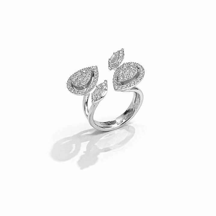 Anillo Oro Blanco 18kt Diamantes Lágrima 1,12 Qts 2