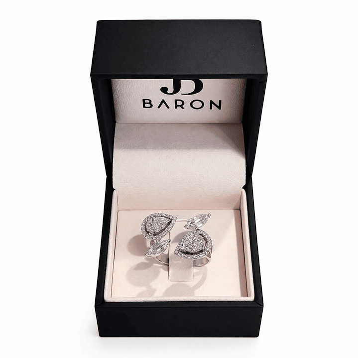 Anillo Oro Blanco 18kt Diamantes Lágrima 1,12 Qts 3