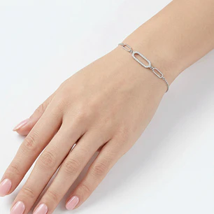 Pulsera Oro Blanco 18kt Diamantes 9Pts