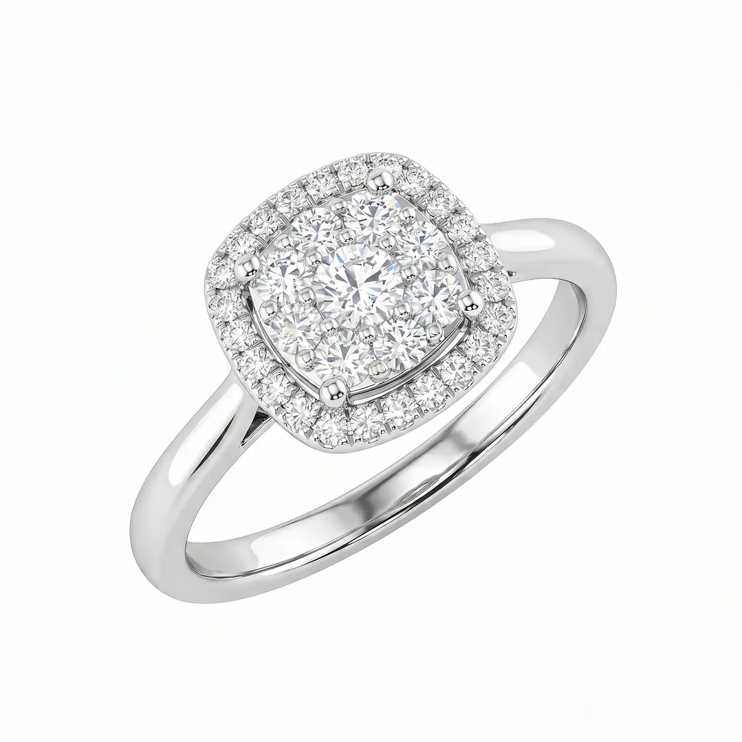 Anillo Platino 900 Diamantes 60 Pts Brillo Clásico 1