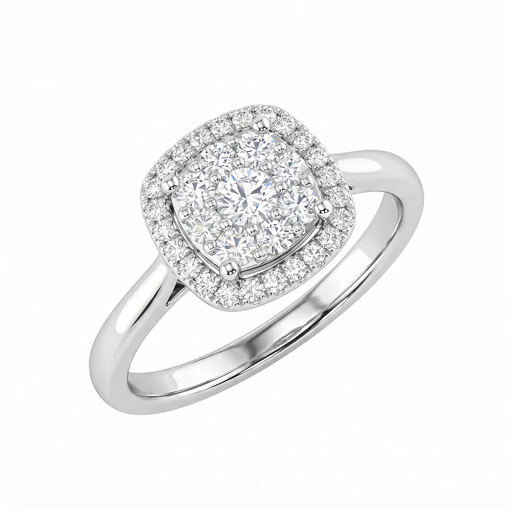 Anillo Platino 900 Diamantes 60 Pts Brillo Clásico 1
