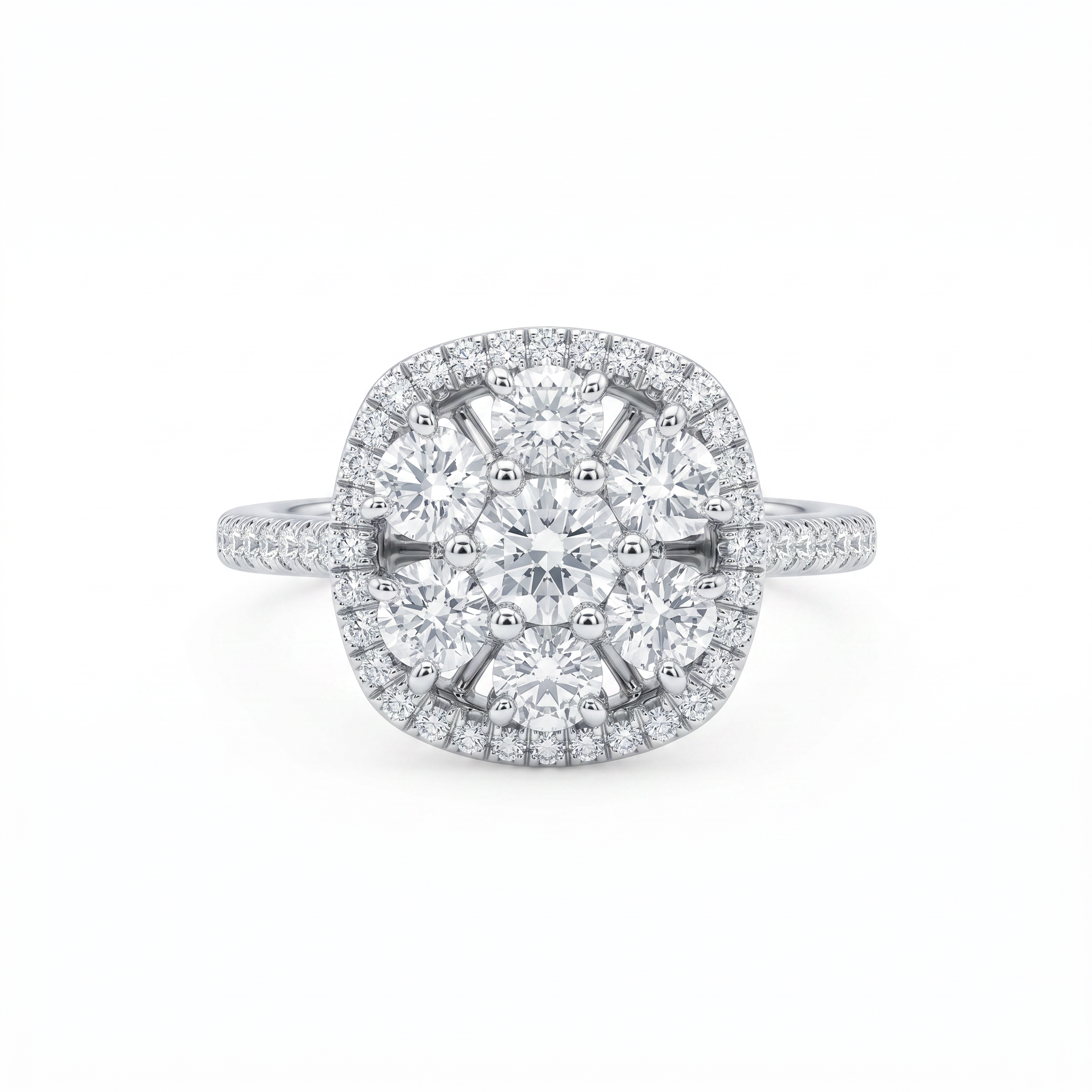 Anillo Platino 900 Diamantes 60 Pts Brillo Clásico 2
